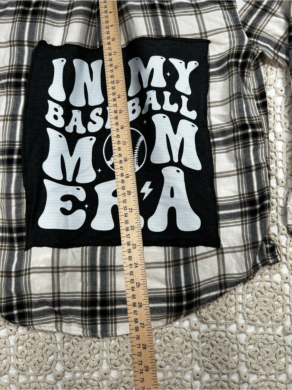 Upcycled Baseball Mom Flannel | Croft & Barrow | Size Medium 100% Cotton - Picture 6 of 11